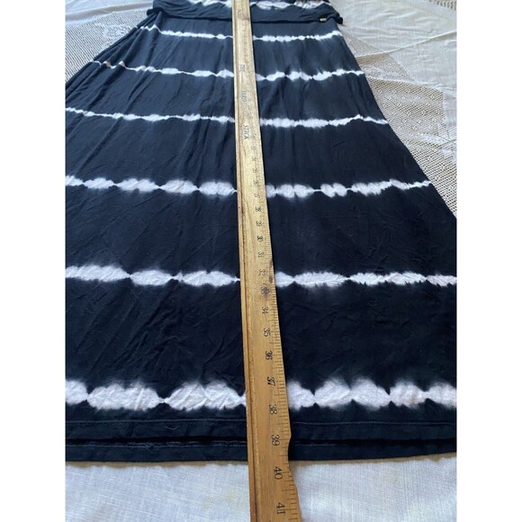 CALVIN KLEIN Maxi Skirt Tie Dye Stretch Pull-On Long Boho Womens M Black White - Picture 6 of 7